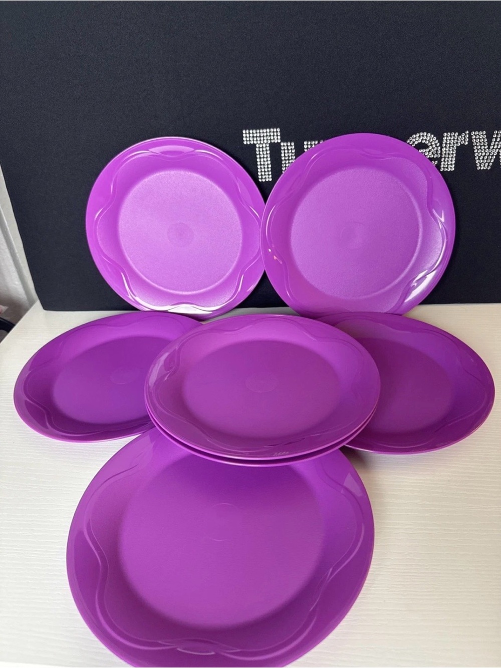Tupperware Purple 4.8” Mini Dessert Snack Plates Set Of 8